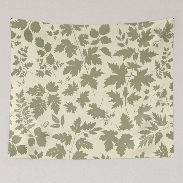 Item preview, Green Leaf Pattern on Cream Background designed and sold by brandway.