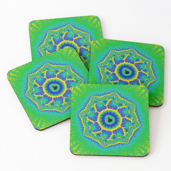 Item preview, Mandelbrot 85 - Octagonal symmetrical striking blue-yellow fractal structure designed and sold by Draeger0.