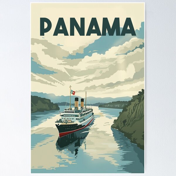 Item preview, A Vintage Travel Illustration of the Panama Canal - Panama  designed and sold by GoodOldVintage.