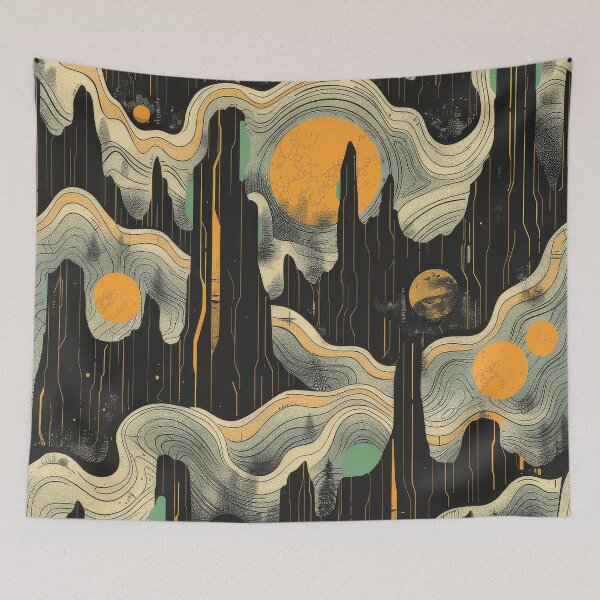 Item preview, Abstract Pattern With Curving Lines and Planets designed and sold by brandway.
