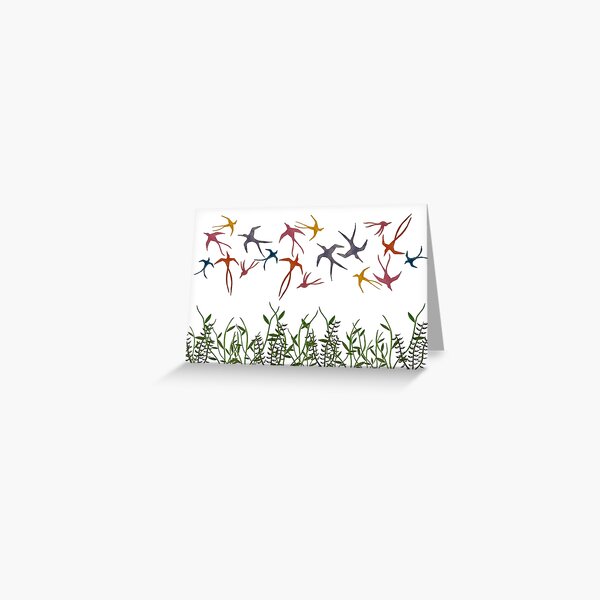 Item preview, Swallows Flying over Grass Card  designed and sold by KakiDimock.