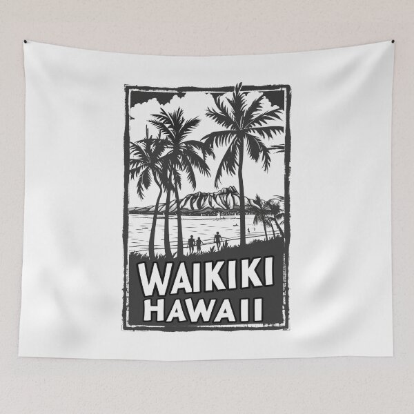 Item preview, A Vintage Travel Illustration of Waikiki - Hawaii  designed and sold by GoodOldVintage.