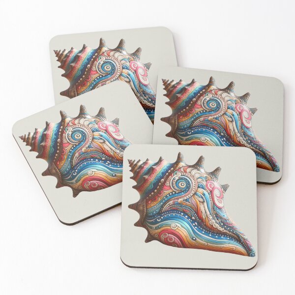 Item preview, Colorful Bohemian Conch Shell Art designed and sold by SeaStarAlex.