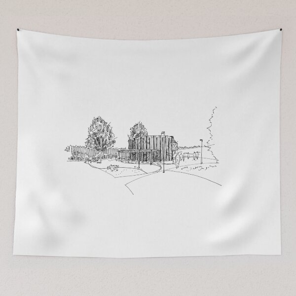 Item preview, Contemporary architecture hand drawing architecture black and white monochrome architectural drawing designed and sold by junyangcaidraw.