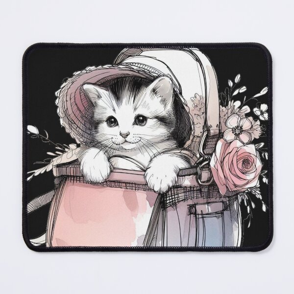 Item preview, Adorable Cat in Baby Carrier Sketch, designed and sold by PaintMeWorld.
