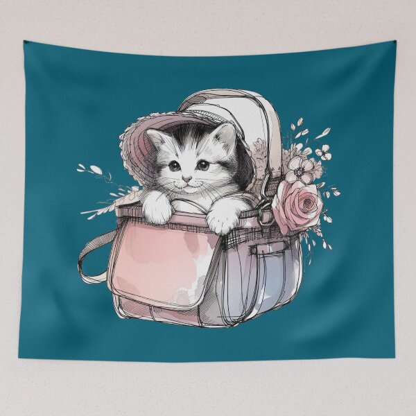 Item preview, Adorable Cat in Baby Carrier Sketch,   designed and sold by PaintMeWorld.