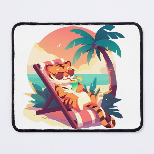 Item preview, Tiger's Beach Day: Sun, Relaxation, and Refreshing Drinks designed and sold by ImprintEmporium.