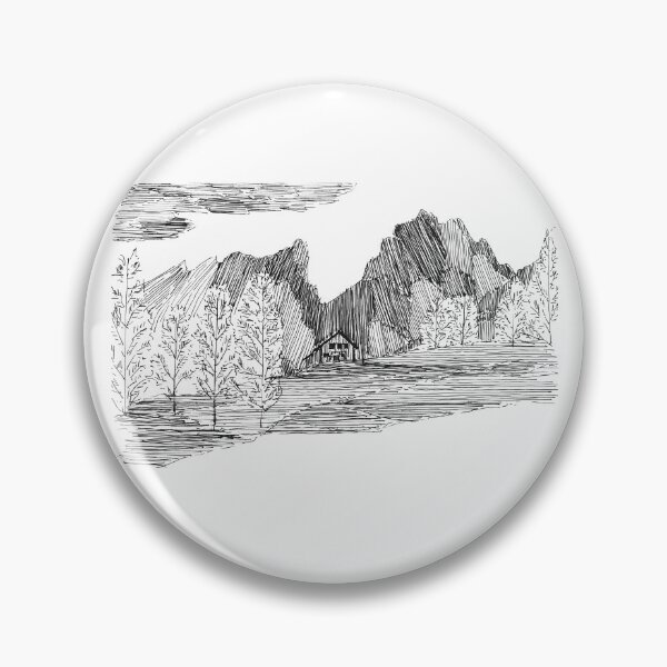 Item preview, House in the mountains hand drawing architecture black and white monochrome architectural drawing designed and sold by junyangcaidraw.