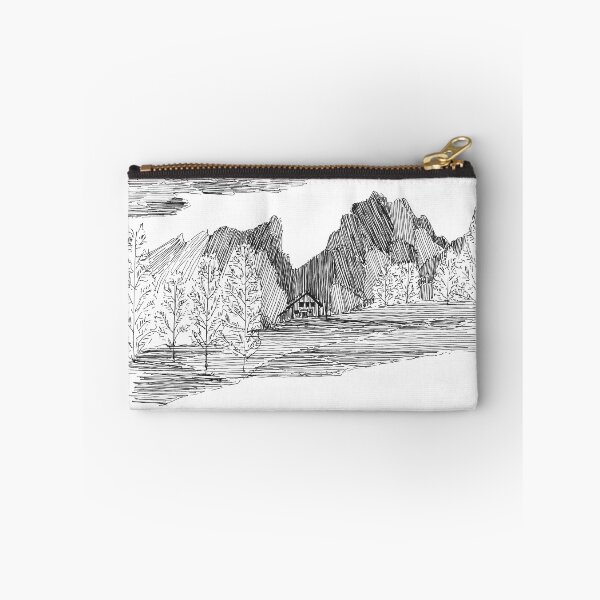 Item preview, House in the mountains hand drawing architecture black and white monochrome architectural drawing designed and sold by junyangcaidraw.