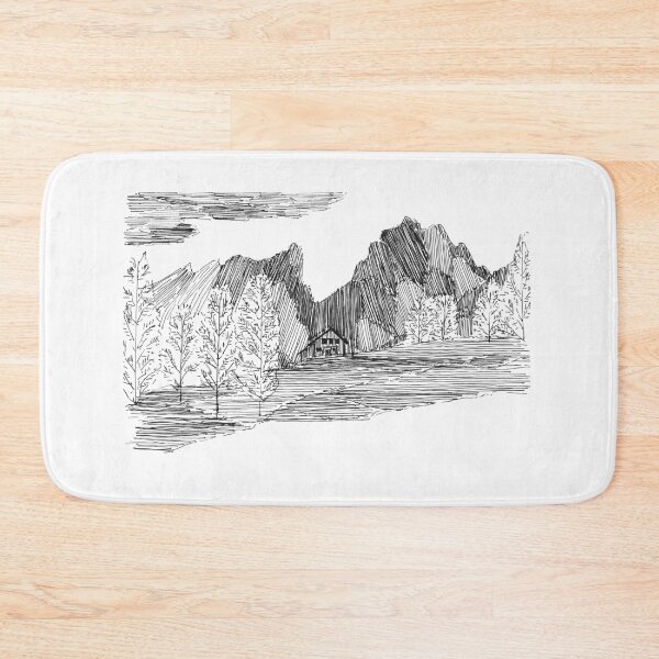 Item preview, House in the mountains hand drawing architecture black and white monochrome architectural drawing designed and sold by junyangcaidraw.