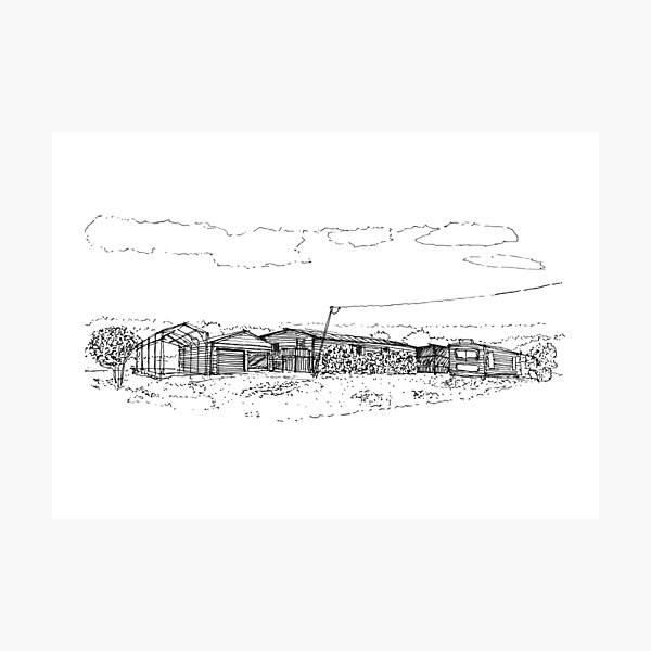 Item preview, House and garage hand drawing architecture black and white monochrome architectural drawing designed and sold by junyangcaidraw.