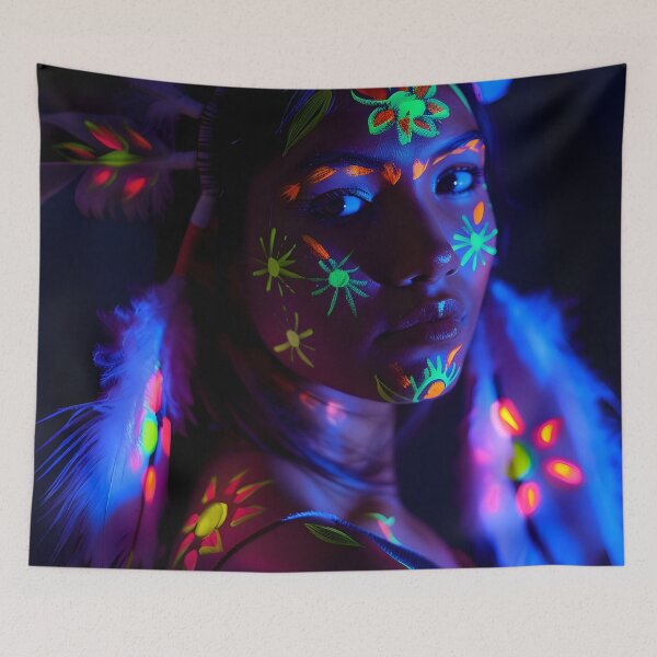 Item preview, Radiant Ancestry: Neon Tribal Beauty designed and sold by AI-Only Creations.
