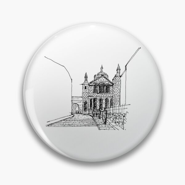 Item preview, Cathedral Church building hand drawing architecture black and white monochrome architectural drawing designed and sold by junyangcaidraw.