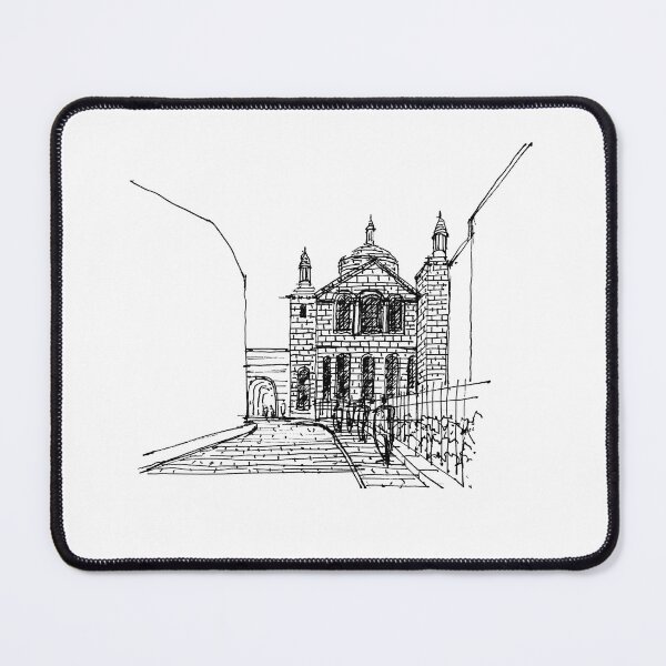 Item preview, Cathedral Church building hand drawing architecture black and white monochrome architectural drawing designed and sold by junyangcaidraw.
