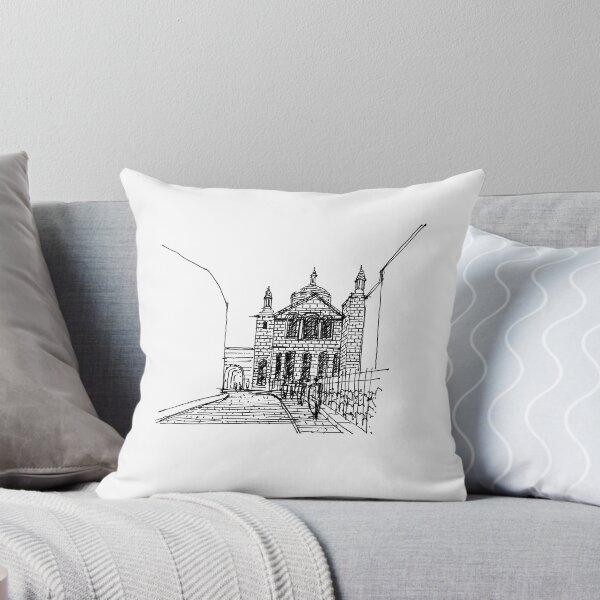 Item preview, Cathedral Church building hand drawing architecture black and white monochrome architectural drawing designed and sold by junyangcaidraw.