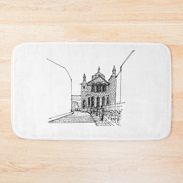 Item preview, Cathedral Church building hand drawing architecture black and white monochrome architectural drawing designed and sold by junyangcaidraw.