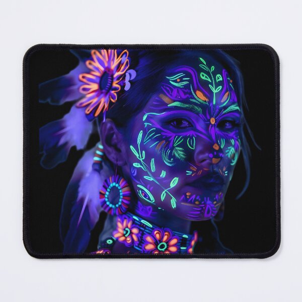 Item preview, Glow of the Ancients: Neon Tribal Portrait designed and sold by AI-Only Creations.