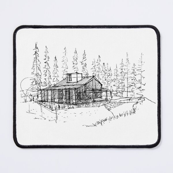 Item preview, House in the woods hand drawing architecture black and white monochrome architectural drawing designed and sold by junyangcaidraw.
