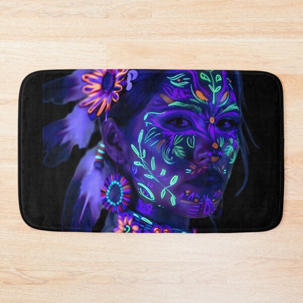 Item preview, Glow of the Ancients: Neon Tribal Portrait designed and sold by AI-Only Creations.