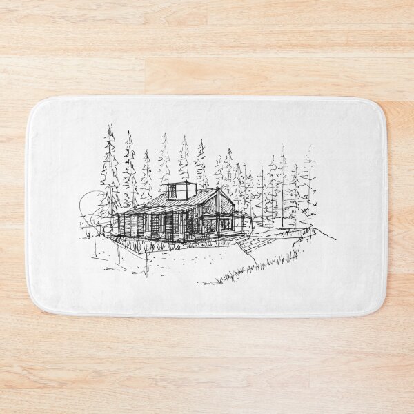 Item preview, House in the woods hand drawing architecture black and white monochrome architectural drawing designed and sold by junyangcaidraw.