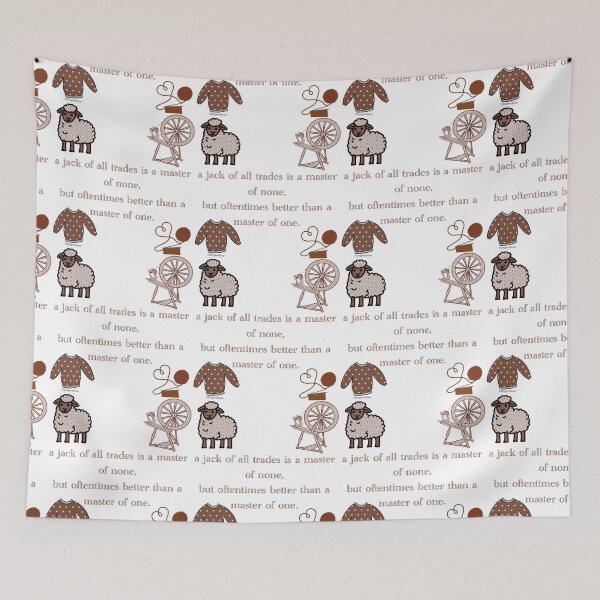 Item preview, Jack of all trades quote for knitters in brown designed and sold by Gingers-Brain.