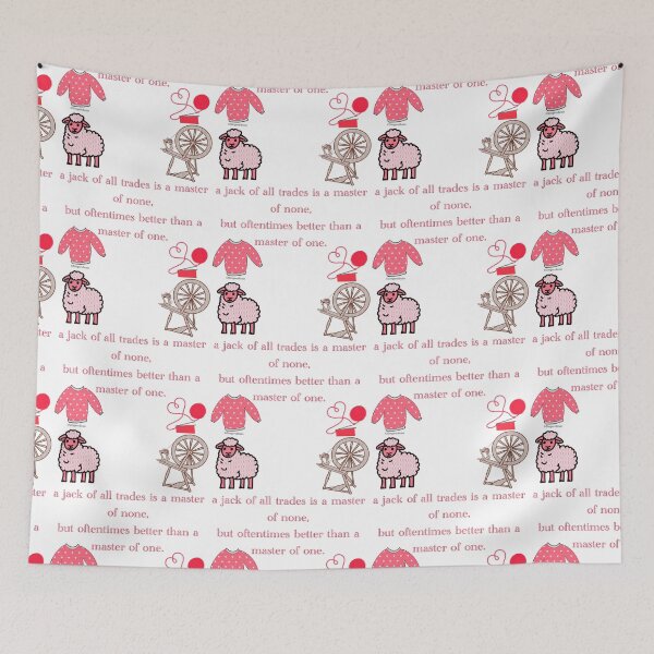 Item preview, Jack of all trades quote for knitters in red designed and sold by Gingers-Brain.