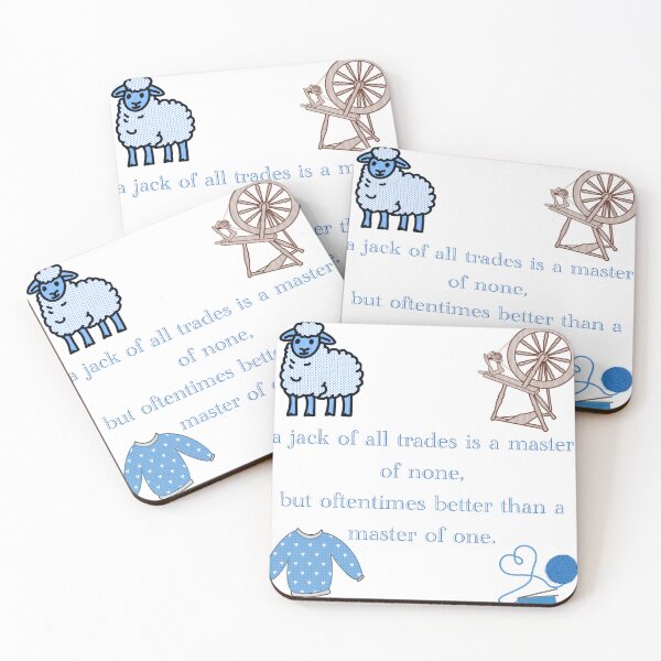 Item preview, Jack of all trades quote for knitters in Blue designed and sold by Gingers-Brain.
