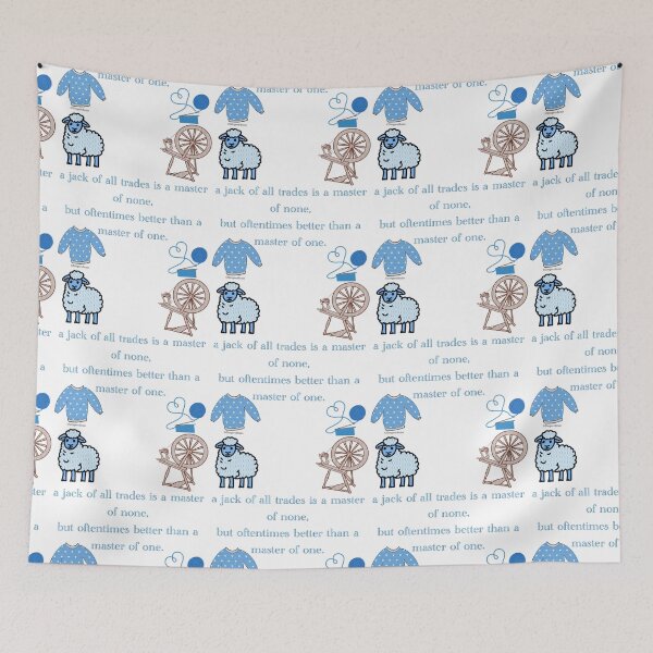 Item preview, Jack of all trades quote for knitters in Blue designed and sold by Gingers-Brain.