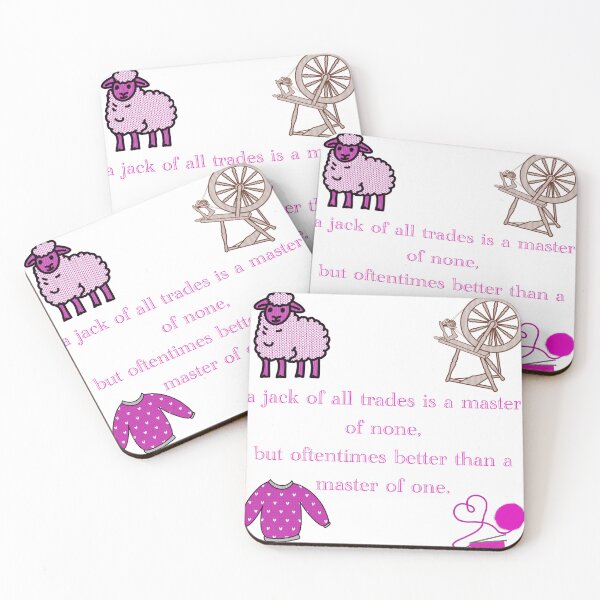 Item preview, Jack of all trades quote for knitters in Pink designed and sold by Gingers-Brain.