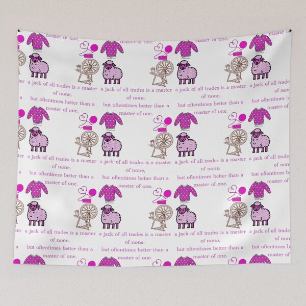 Item preview, Jack of all trades quote for knitters in Pink designed and sold by Gingers-Brain.