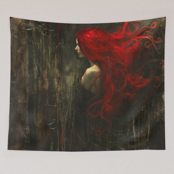 Item preview, Dark & Moody Vintage Portrait Oil Painting of the Goddess Lilith designed and sold by JadeLotusArt.