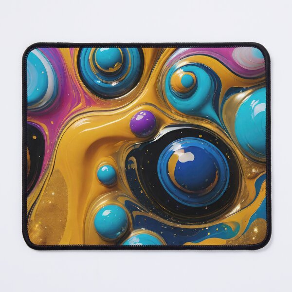 Item preview, Golden and vibrant pastel colors 3d marble textured acrylic painting wavy curve pattern design. designed and sold by HAKKI ARSLAN.