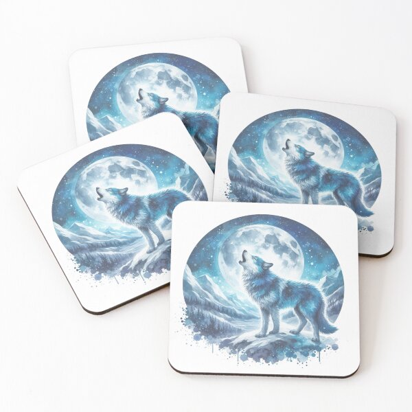Item preview, Watercolor Howling Blue Wolf designed and sold by PaulHawkDesigne.