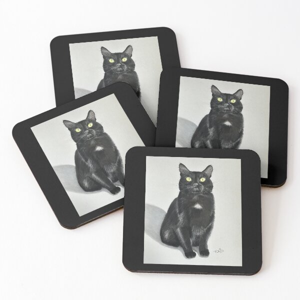Item preview, Copie de Black cat yellow eyes original pastel drawing designed and sold by ROXANEDS.