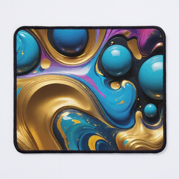 Item preview, Golden and vibrant pastel colors 3d marble textured acrylic painting wavy curve pattern design. designed and sold by HAKKI ARSLAN.