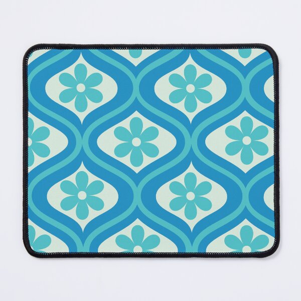 Item preview, Retro Blue Flowers on Vintage Ogee Pattern  designed and sold by Yasminepatterns .