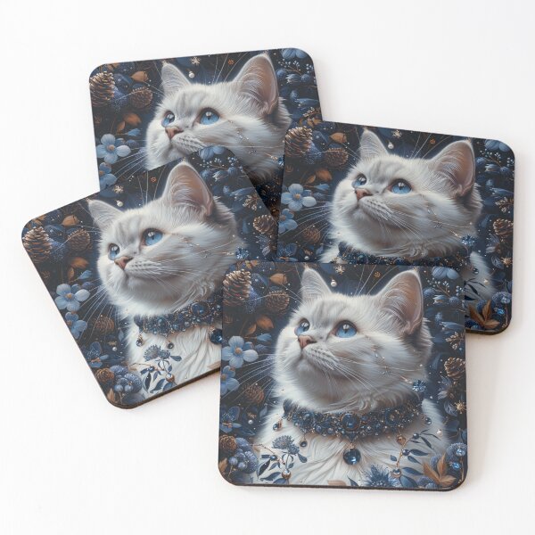 Item preview, Floraly White British Shorthair Cat In Magical Winter designed and sold by Nocturne Paws.
