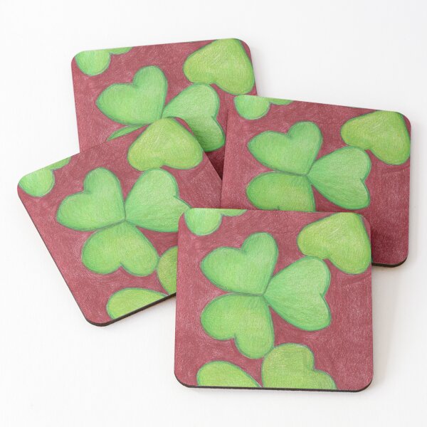 Item preview, 3 leaf clovers on a red background  designed and sold by Artbysarah23.