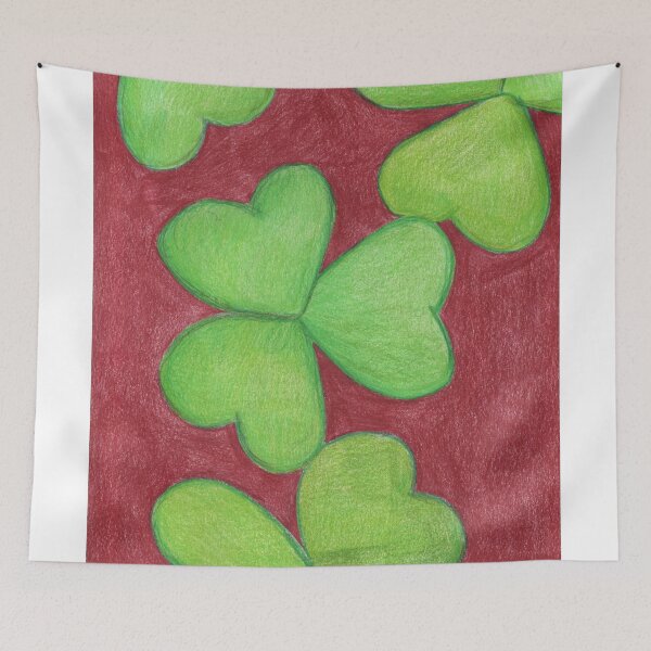 Item preview, 3 leaf clovers on a red background  designed and sold by Artbysarah23.