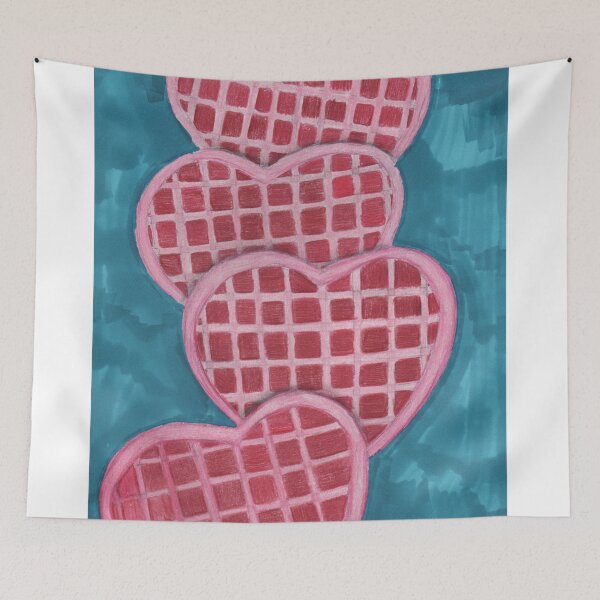 Item preview, Pink waffles on a blue background  designed and sold by Artbysarah23.