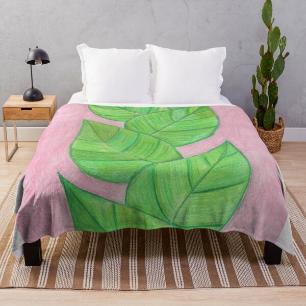 Item preview, Green leaves on a pink background designed and sold by Artbysarah23.