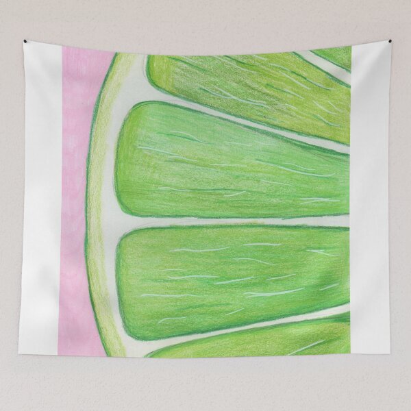 Item preview, Lime slice on a pink background  designed and sold by Artbysarah23.