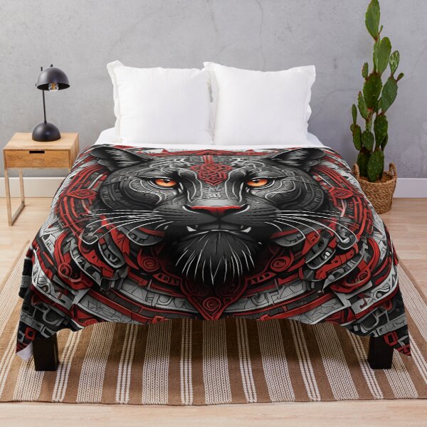 Artikelvorschau, Jaguar im roten und schwarzen Stammes-Mandala entworfen und verkauft von MandalasShops.