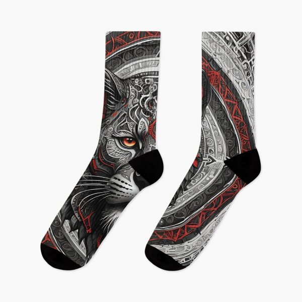 Artikelvorschau, Jaguar im roten und grauen Stammes-Mandala entworfen und verkauft von MandalasShops.