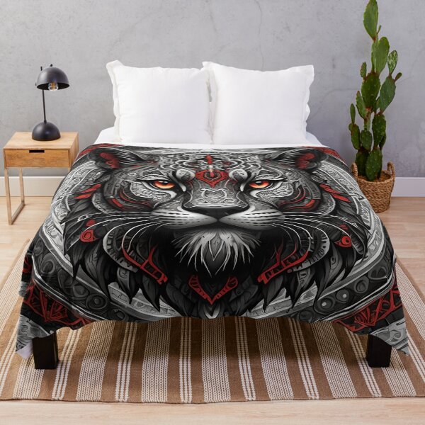 Artikelvorschau, Jaguar im roten und grauen Stammes-Mandala entworfen und verkauft von MandalasShops.