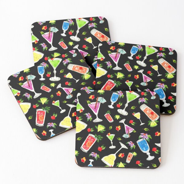 Item preview, Summer Cocktails Pattern (Black Background) designed and sold by andrebalest.art.