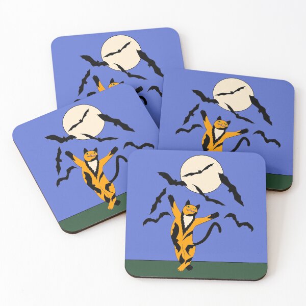 Item preview, Calico Cat Dances with Bats for Halloween designed and sold by JoyousArt4u.