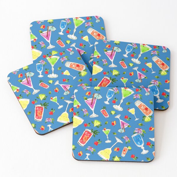 Item preview, Summer Cocktails Pattern (Blue Background) designed and sold by andrebalest.art.