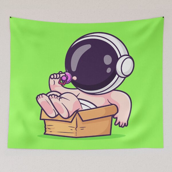 Item preview, Cute Baby Astronaut Playing with Box and Pacifier: A Cosmic Adventure designed and sold by hjian8219.