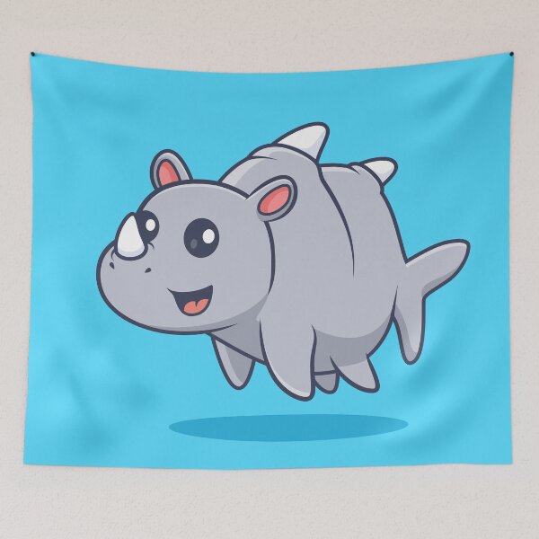 Item preview, Cute Rhino Fish Swimming: A Whimsical Aquatic Adventure designed and sold by hjian8219.